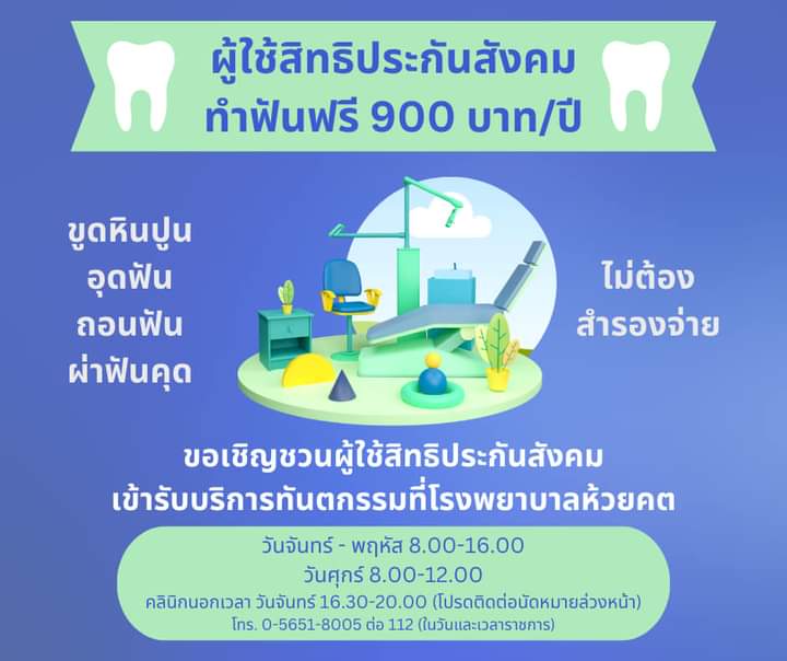 ผู้ใช้สิทธิประกันสังคมทำฟันฟรี 900 บาท/ปี